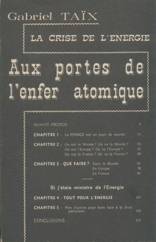 Livrenpoche : La crise de l'energie : Aux portes de l'enfer atomique. - Gabriel Taix - Livre