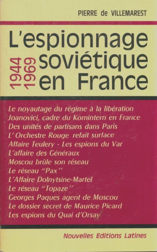 Livrenpoche : L'espionnage soviétique en France - Pierre De Villemarest - Livre