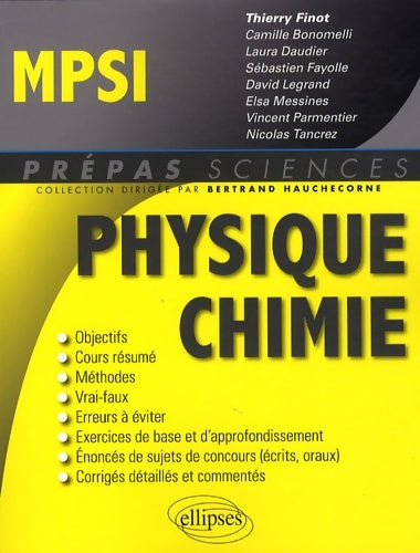 Livrenpoche : Physique-chimie MPSI - Thierry Finot - Livre
