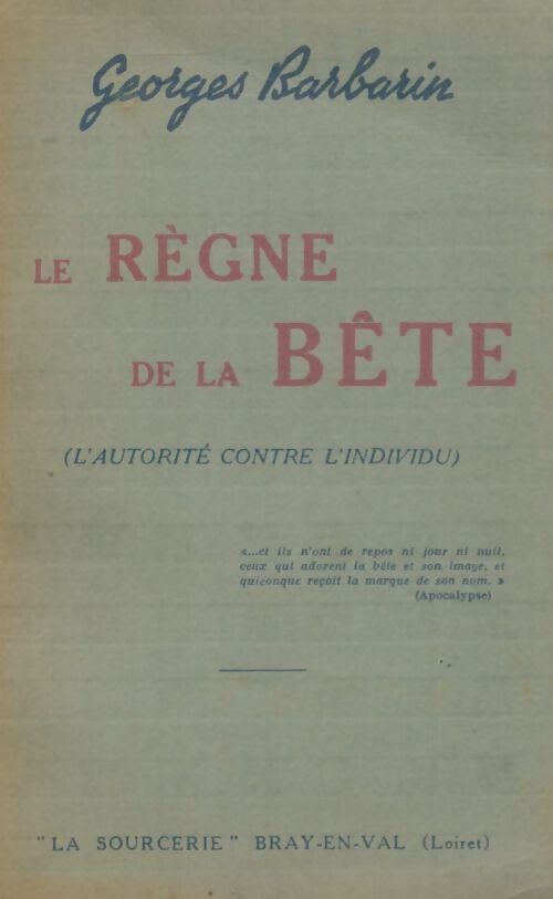 Livrenpoche : Le règne de la bête - Georges Barbarin - Livre