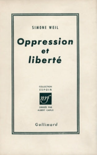Livrenpoche : Oppression et liberté - Simone Weil - Livre