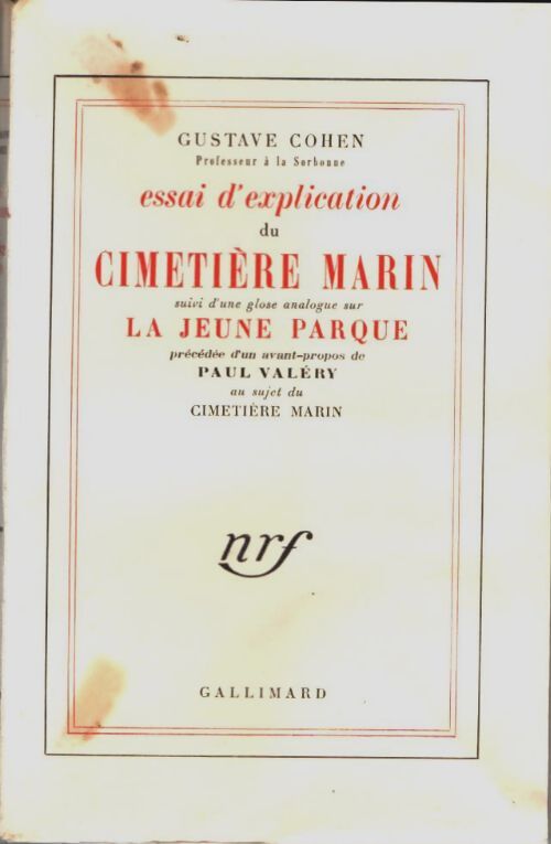 Livrenpoche : Essai d'explication du cimetière marin / La jeune parque - Gustave Cohen - Livre