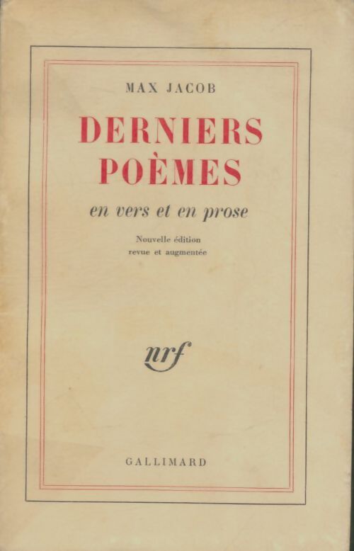 Derniers poèmes en vers & en prose - Max Jacob - Livre