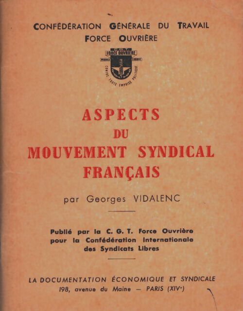 Livrenpoche : Aspects du mouvement syndical français - Georges Vidalenc - Livre