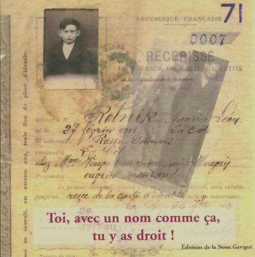 Livrenpoche : Toi, avec un nom comme ça, tu y as droit - Maurice Rolnik - Livre