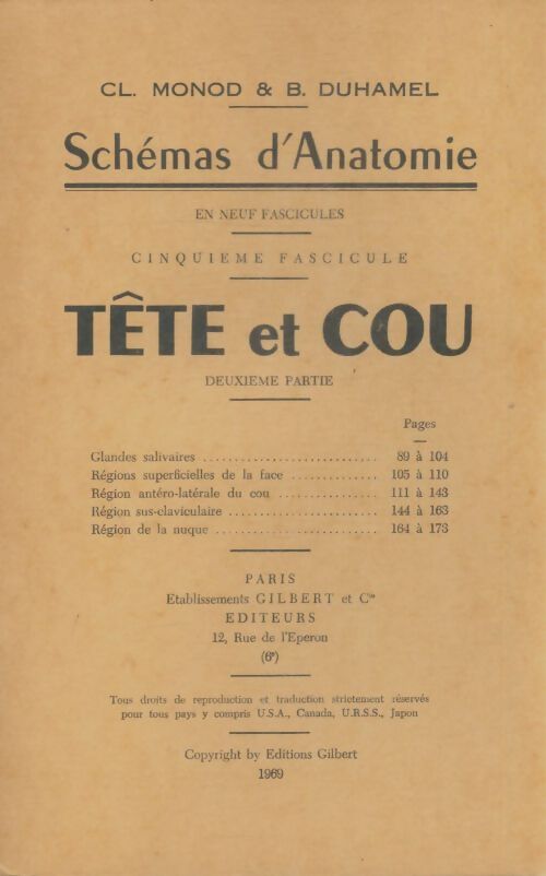 Livrenpoche : Schémas d'anatomie Tome V : Tête et cou Tome II - Cl Monod - Livre