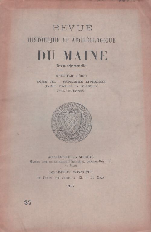 Revue historique et archéologique du Maine n°259 - Collectif - Livre