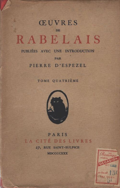 Livrenpoche : Oeuvres de Rabelais Tome IV - François Rabelais - Livre