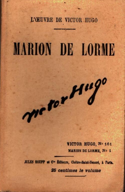 Livrenpoche : Marion de Lorme Tome I - Victor Hugo - Livre