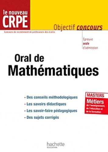 Livrenpoche : Oral de mathématiques : Concours CRPE - Alain Descaves - Livre