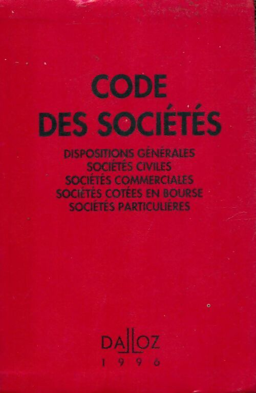 Code des sociétés 1996 - Collectif - Livre