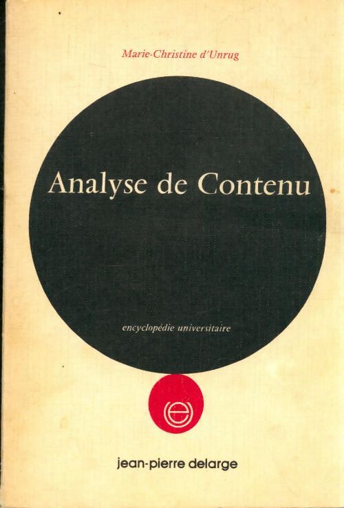 Analyse de contenu - Marie-Christine D'Unrug - Livre
