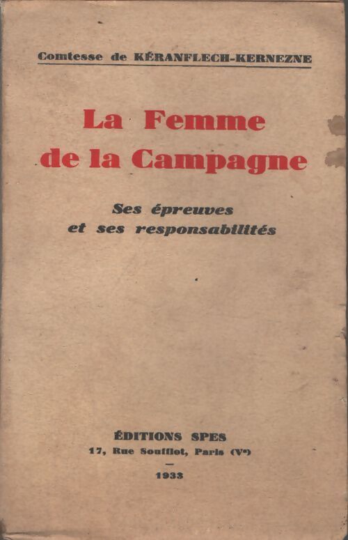 La femme de la campagne - Comtesse De Kéranflech-Kernezne - Livre