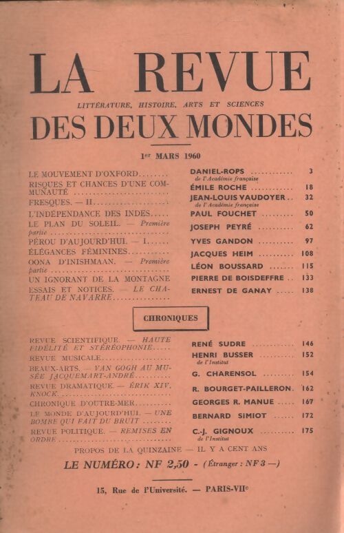Revue des deux mondes mars 160 - Collectif - Livre