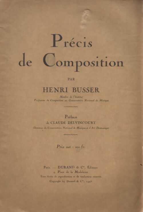 Précis de composition - Henri Busser - Livre