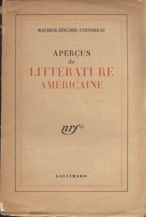 Aperçus de littérature américaine - Maurice-Edgar Coindreau - Livre