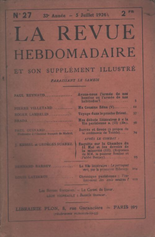 La revue hebdomadaire 33e année n°27 - Collectif - Livre