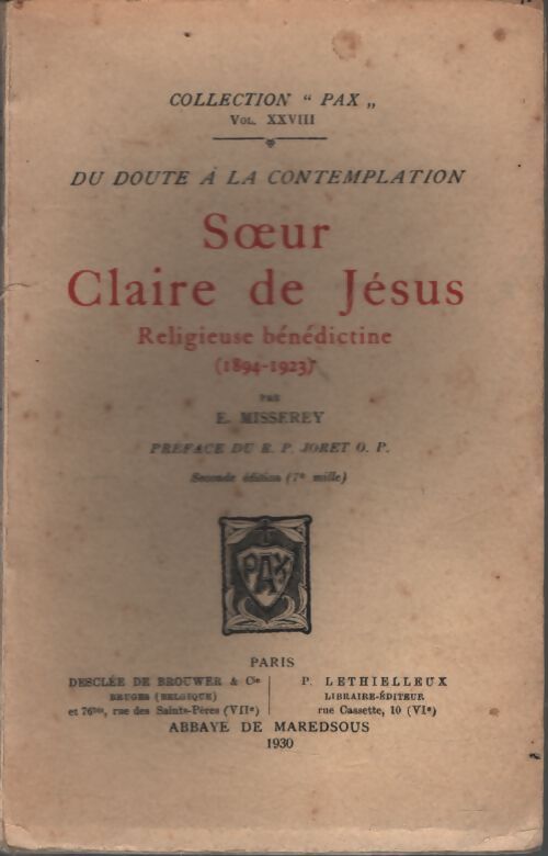 Soeur Claire de jésus - E. Misserey - Livre