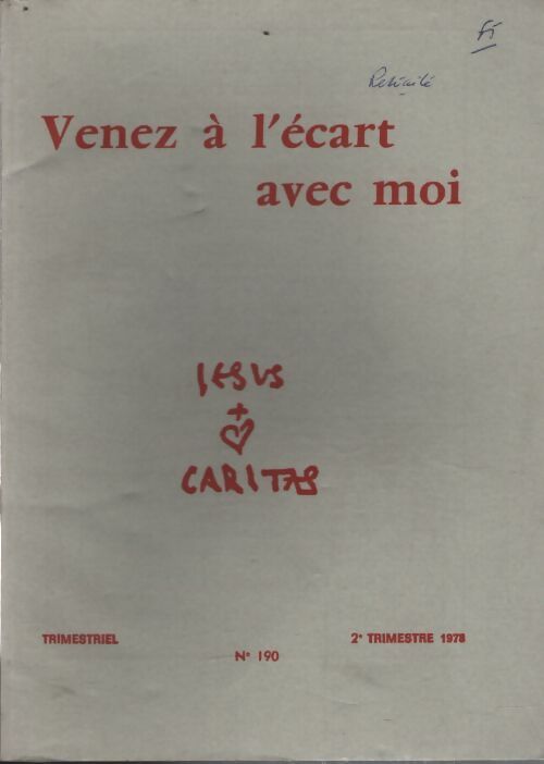 Jesus caritas n°190 : Venez à l'écart avec moi - Collectif - Livre