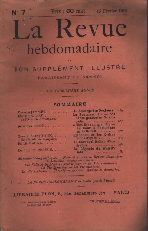 La revue hebdomadaire 22e année n°7 - Collectif - Livre
