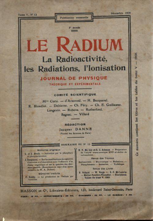 Le radium Tome V n°12 - Collectif - Livre