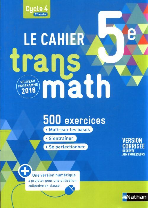 Le cahier trans math 5e - Collectif - Livre