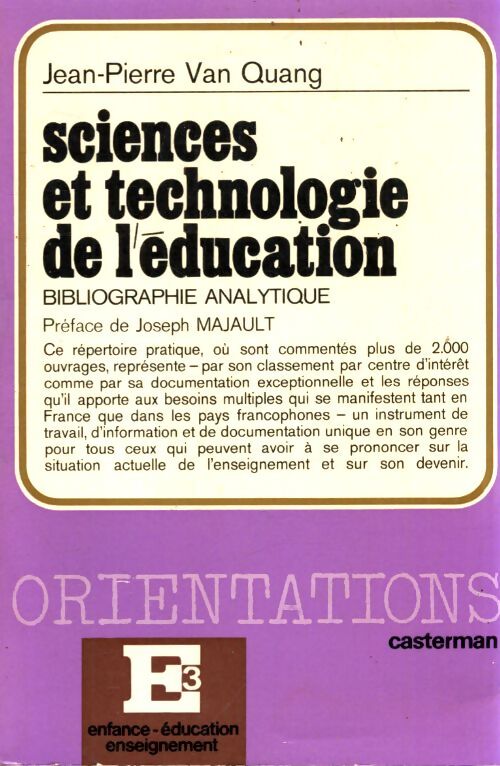 Sciences et technologie de l'éducation - Jean-Pierre Van Quang - Livre