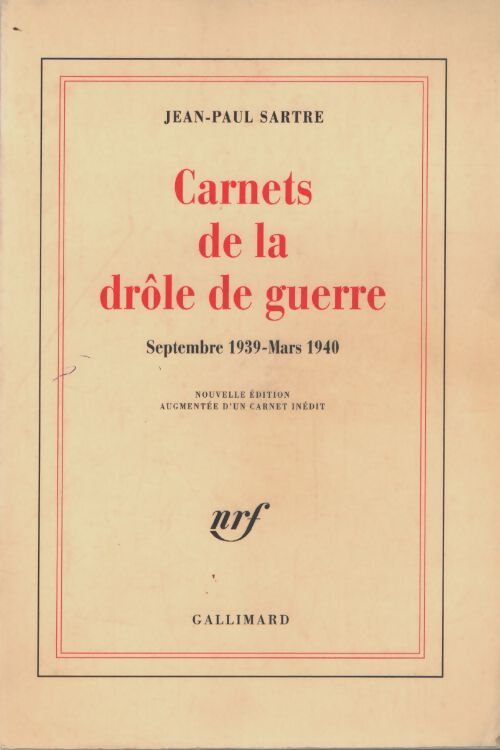 Carnets de la drôle de guerre : - Jean-Paul Sartre - Livre
