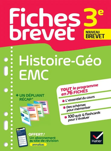 Fiches brevet - Histoire-Géographie EMC 3e Brevet 2025 : Tout le programme en fiches de révision détachables - Guillaume D'Hoop - Livre