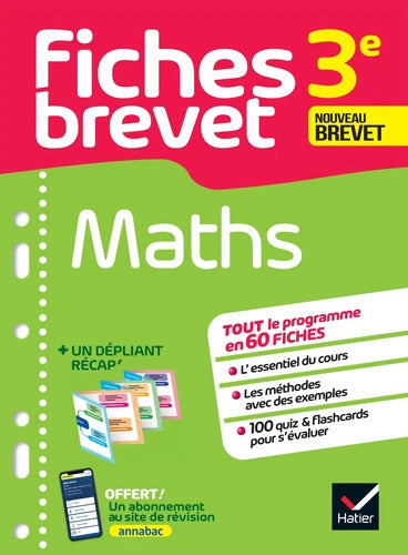 Fiches brevet - Maths 3e Brevet 2025 : Tout le programme en fiches de révision détachables - Bernard Demeillers - Livre