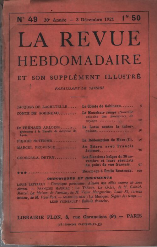 La revue hebdomadaire 30e année n°49 - Collectif - Livre