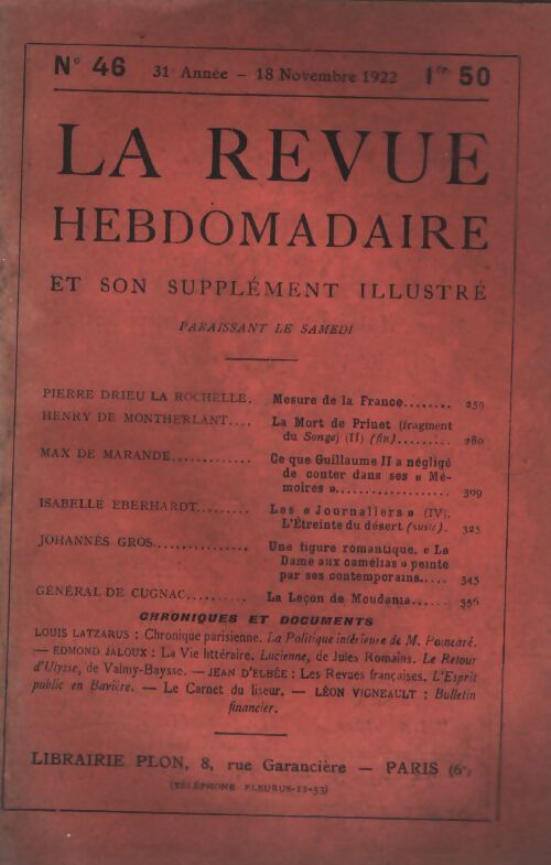 La revue hebdomadaire 31e année n°46 - Collectif - Livre