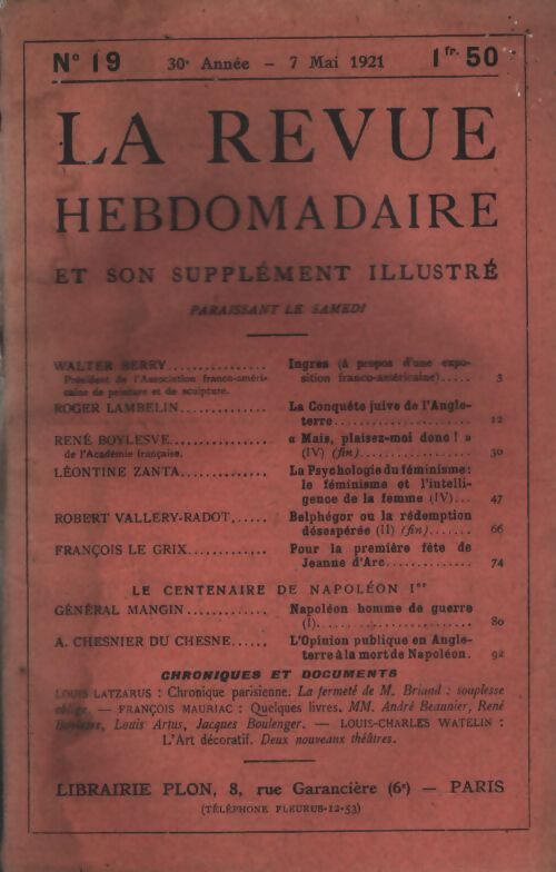 La revue hebdomadaire 30e année n°19 - Collectif - Livre