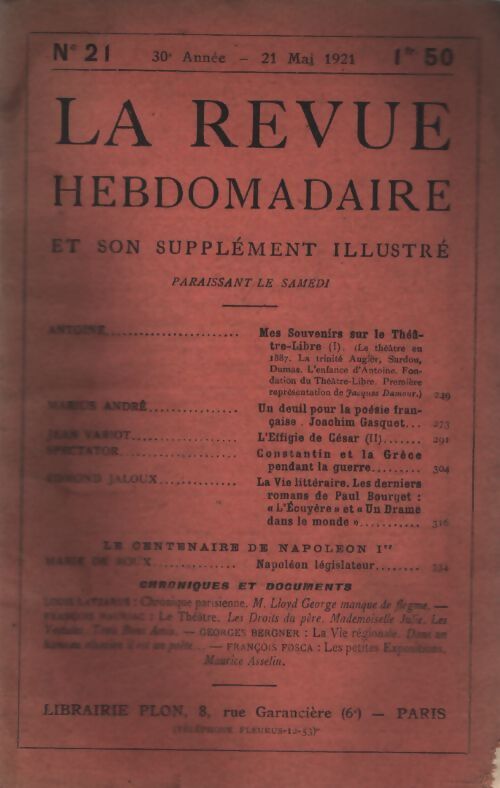 La revue hebdomadaire 30e année n°21 - Collectif - Livre