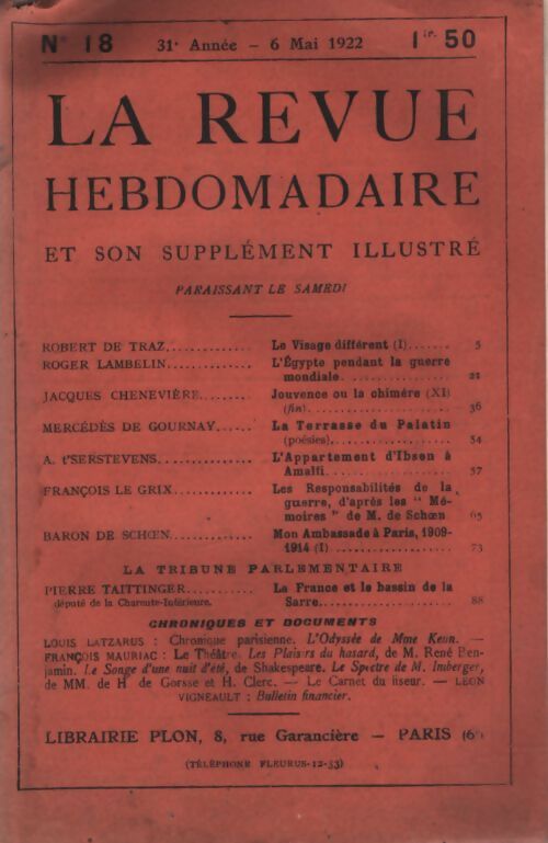 La revue hebdomadaire 31e année n°18 - Collectif - Livre