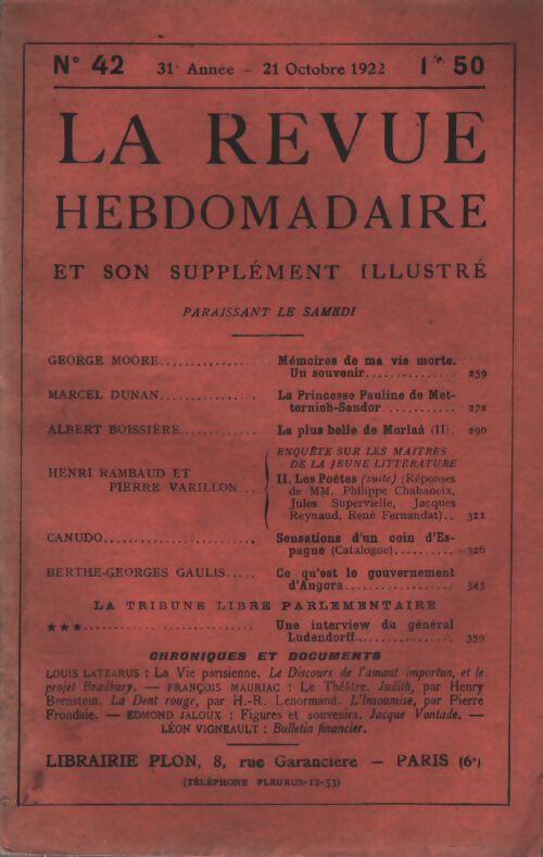 La revue hebdomadaire 31e année n°42 - Collectif - Livre
