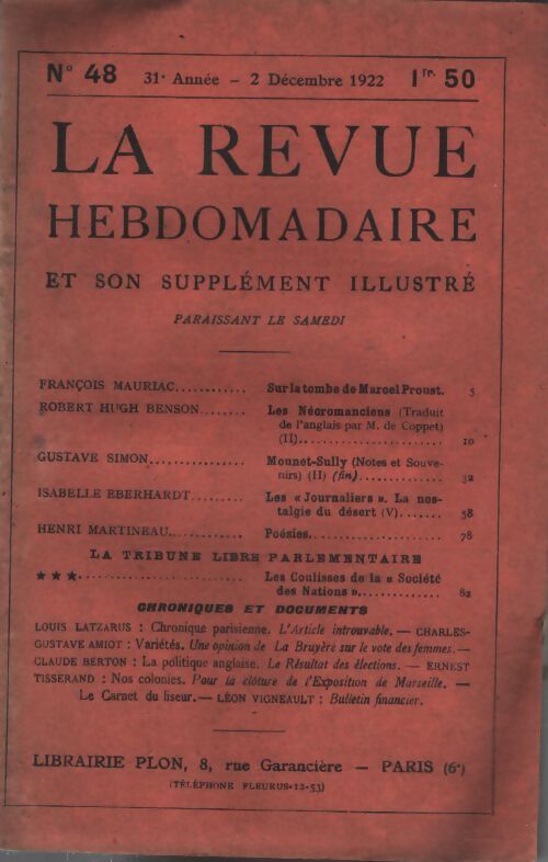 La revue hebdomadaire 31e année n°48 - Collectif - Livre