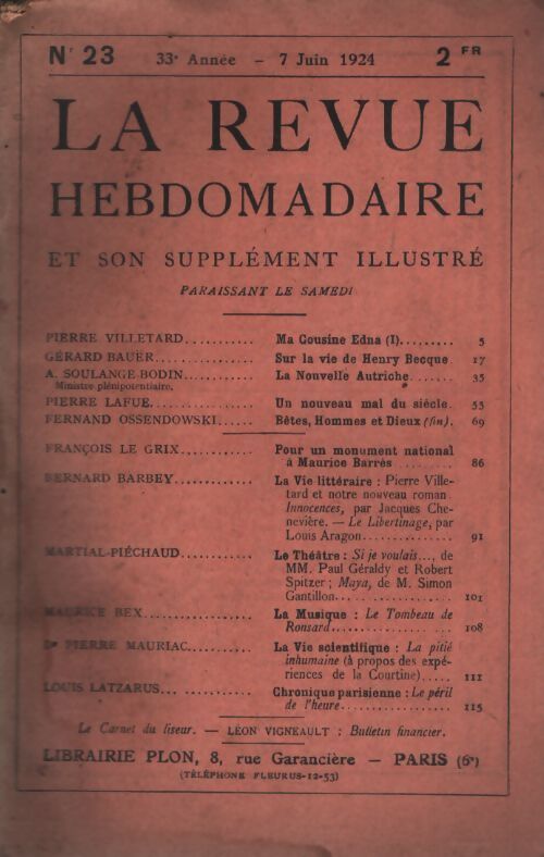 La revue hebdomadaire 33e année n°23 - Collectif - Livre