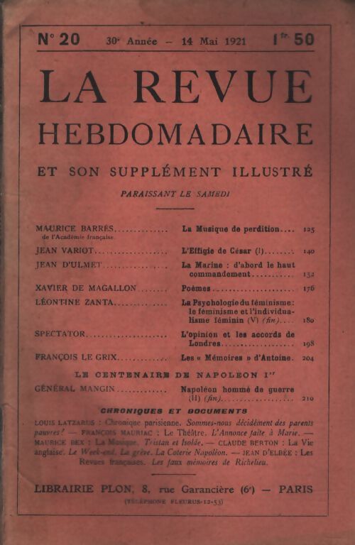 La revue hebdomadaire 30e année n°20 - Collectif - Livre