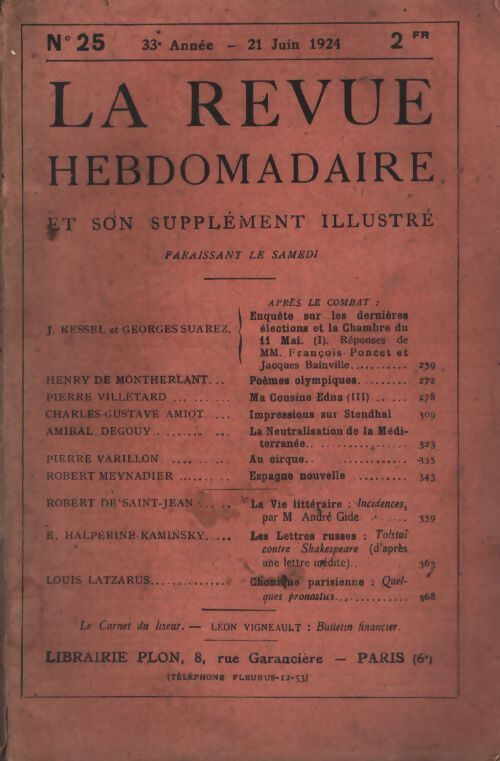 La revue hebdomadaire 33e année n°25 - Collectif - Livre