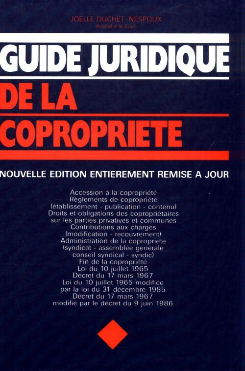 Guide juridique de la copropriété - Joëlle Duchet - Livre