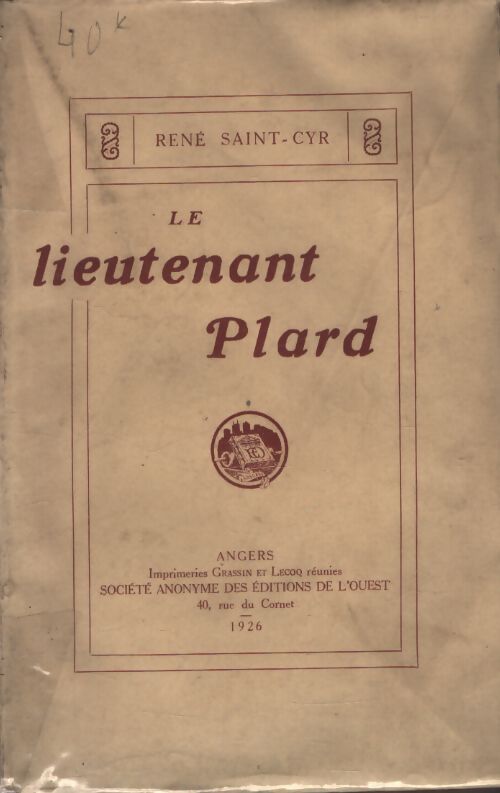 Le lieutenant Plard - M Saint-Cyr - Livre
