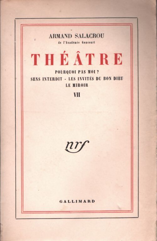Théâtre Tome VII - Armand Salacrou - Livre