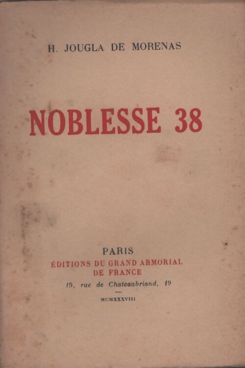 Noblesse 38 - H. Jougla De Morenas - Livre