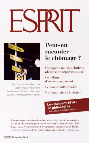 Esprit - Peut-on raconter le chômage : Novembre 2014 - Collectif - Livre