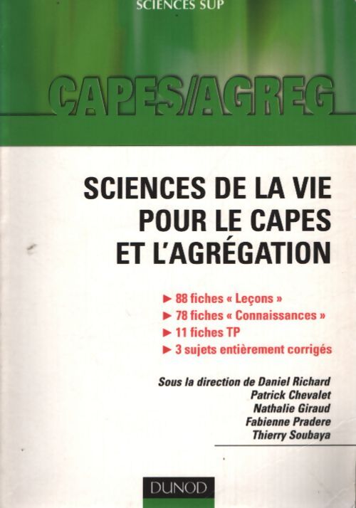 Sciences de la vie pour le capes et l'agrégation - Daniel Richard - Livre