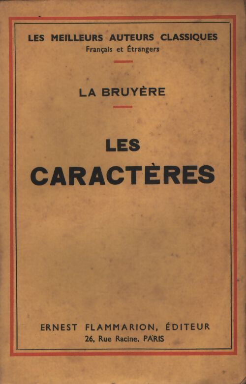Les caractères - Jean De la Bruyère - Livre
