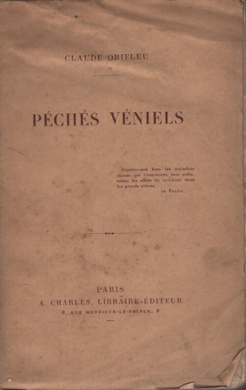 Péchés véniels - Claude Orifleu - Livre