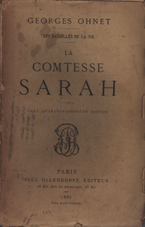 Les batailles de la vie : la comtesse Sarah - Georges Ohnet - Livre