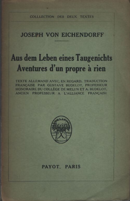 Aus dem leben eines taugenichts / Aventures d'un propre à rien - Joseph Von Eichendorff - Livre